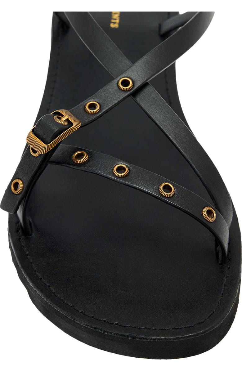 AllSaints Tyla Eyelet Ankle Strap Sandal, Alternate, color, Black