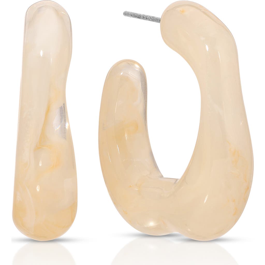 Ettika Resin Square Hoop Earrings In Sand