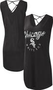 G-III 4HER BY CARL BANKS Women's G-III 4Her by Carl Banks Black Chicago White Sox Game Time Slub Beach V-Neck Cover-Up Dress