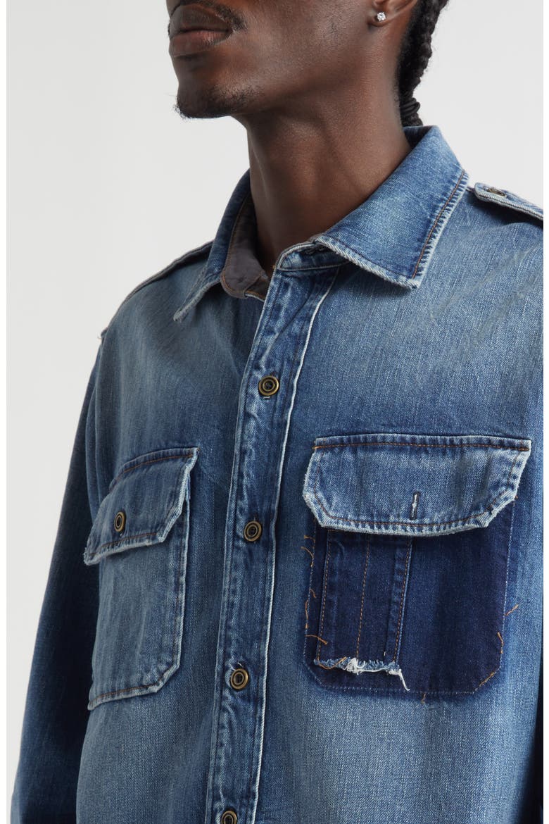Long Sleeve Denim Button-Up Shirt, Alternate, color, VINTAGE MEDIUM BLUE