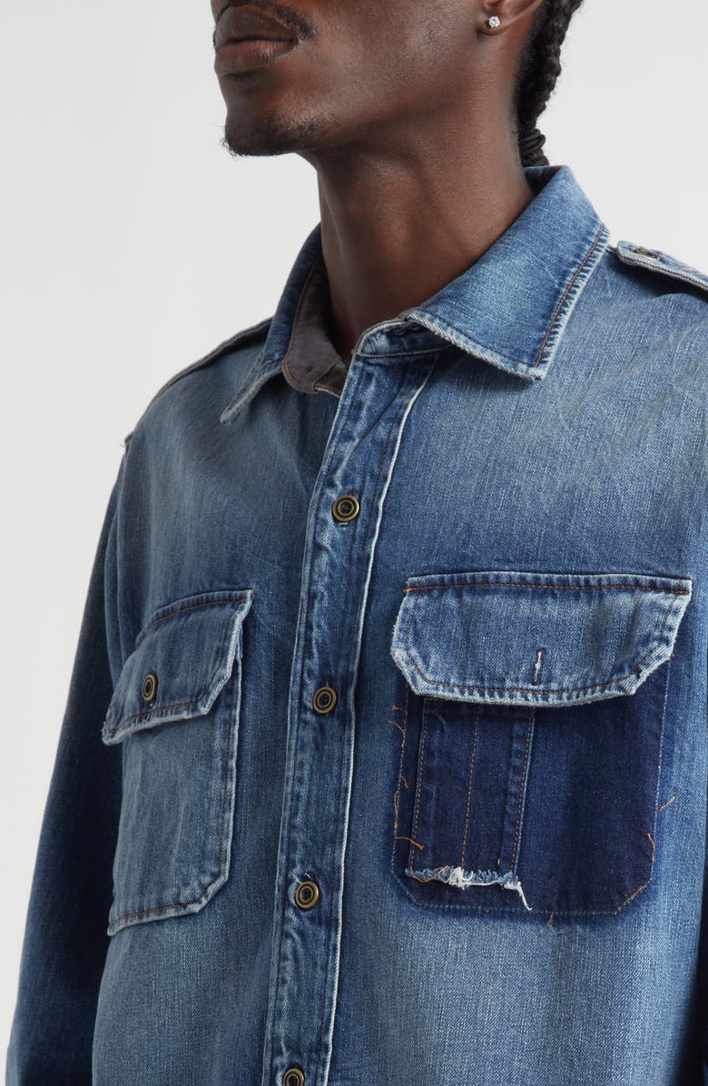 Maison Margiela Long Sleeve Denim Button-Up Shirt, Alternate, color, Vintage Medium Blue
