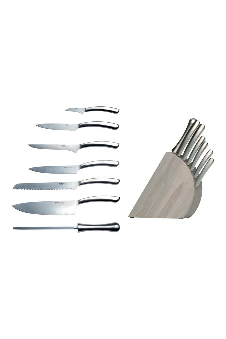 Silver Essentials Concavo 8-Piece Knife Block, Main, color, STAINLESS STEEL
