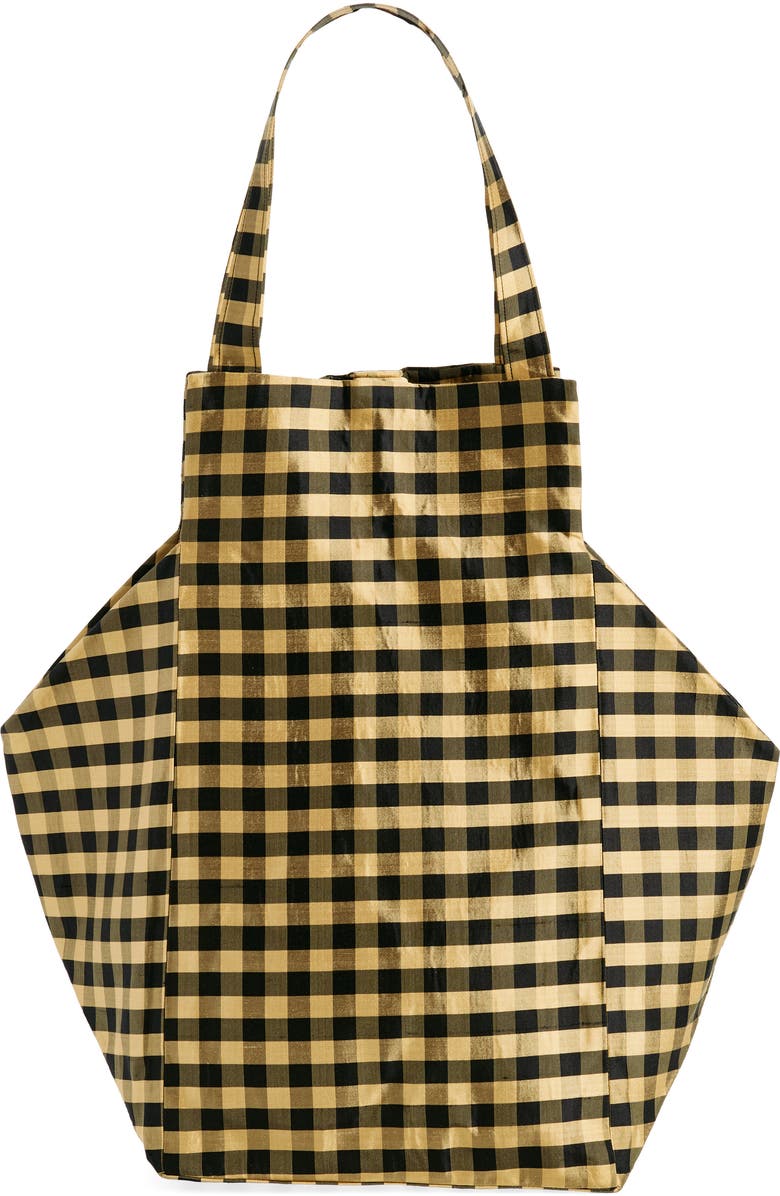 COMING OF AGE XL Everyday Gingham Silk Taffeta Tote, Alternate, color,