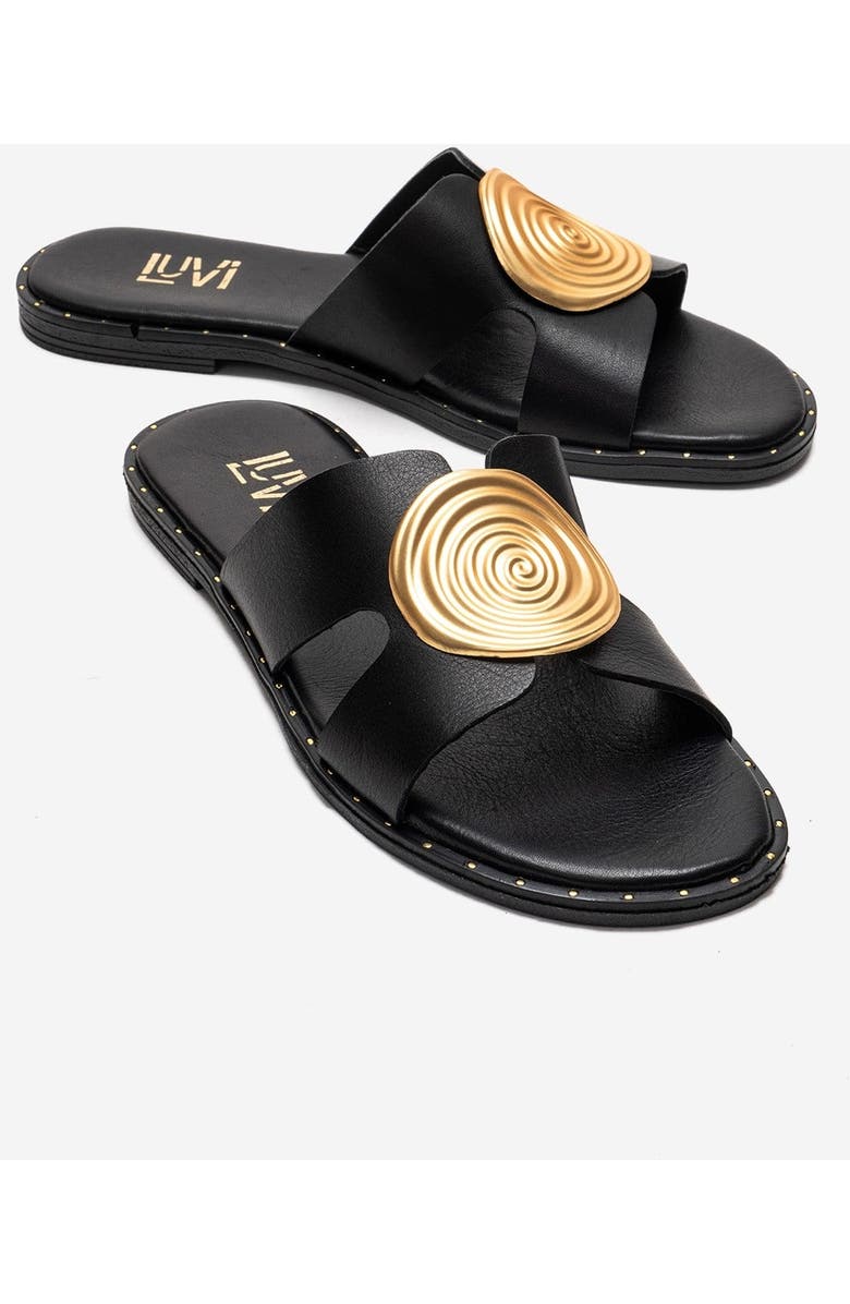 Forever & Always Shoes Nolita Leather Slide Sandal, Main, color, Black