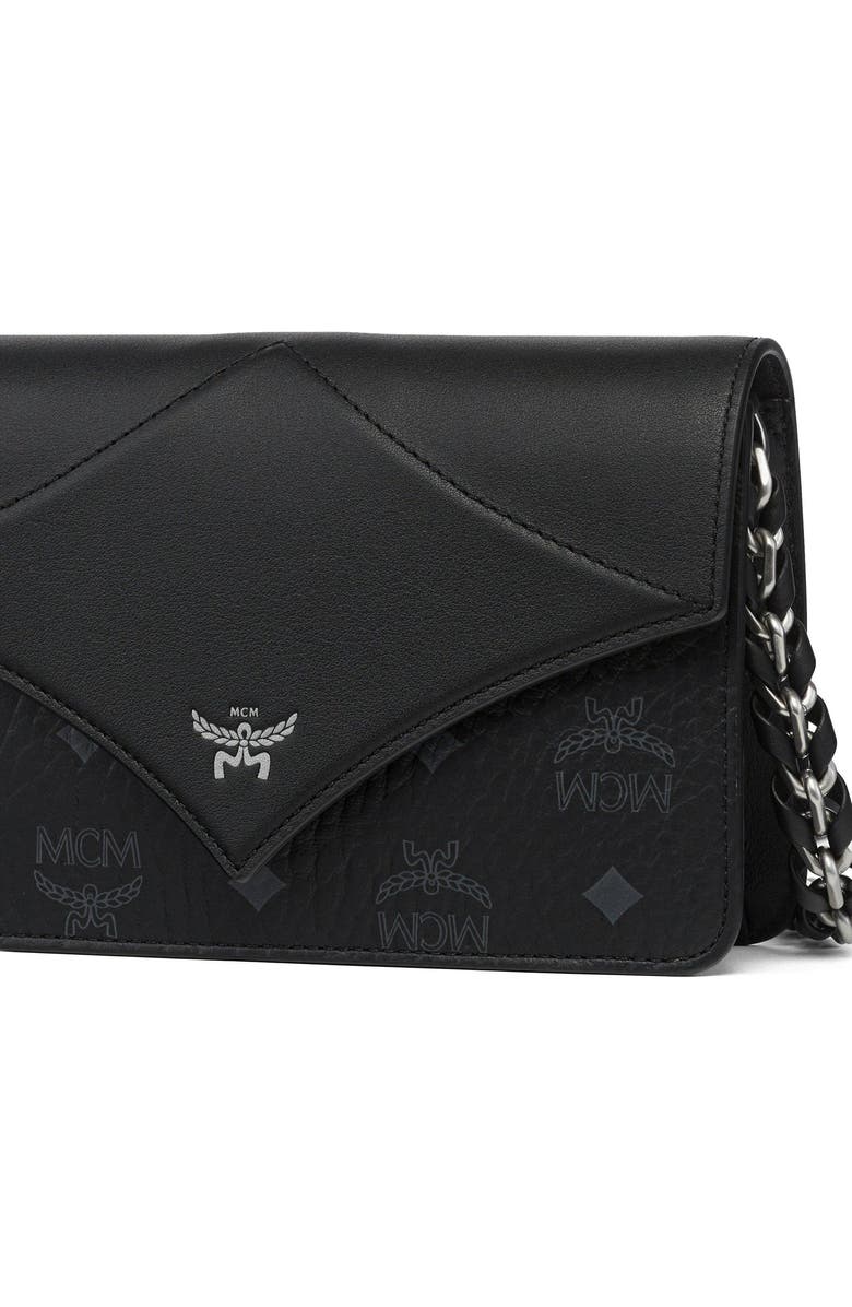 MCM Mini Diamond Shoulder Bag in Visetos Leather Mix, Alternate, color, Black