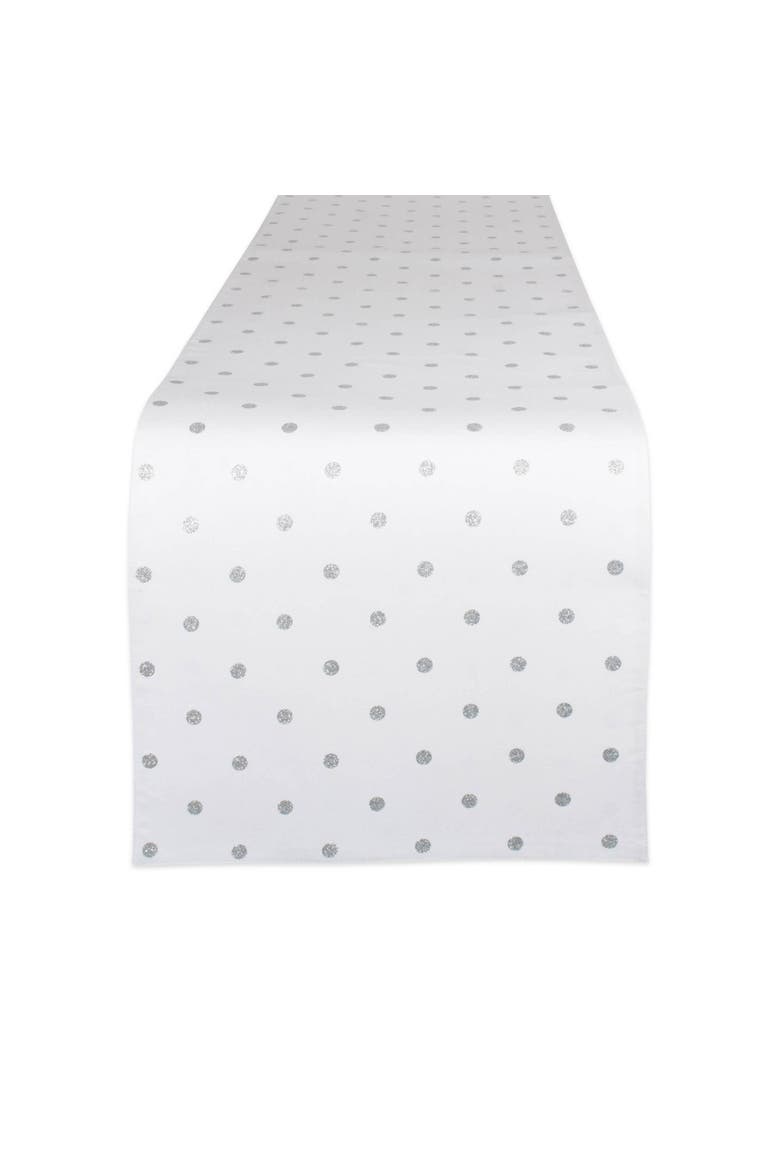 Metallic Reversible Polka Dot Table Runner, Main, color, Silver