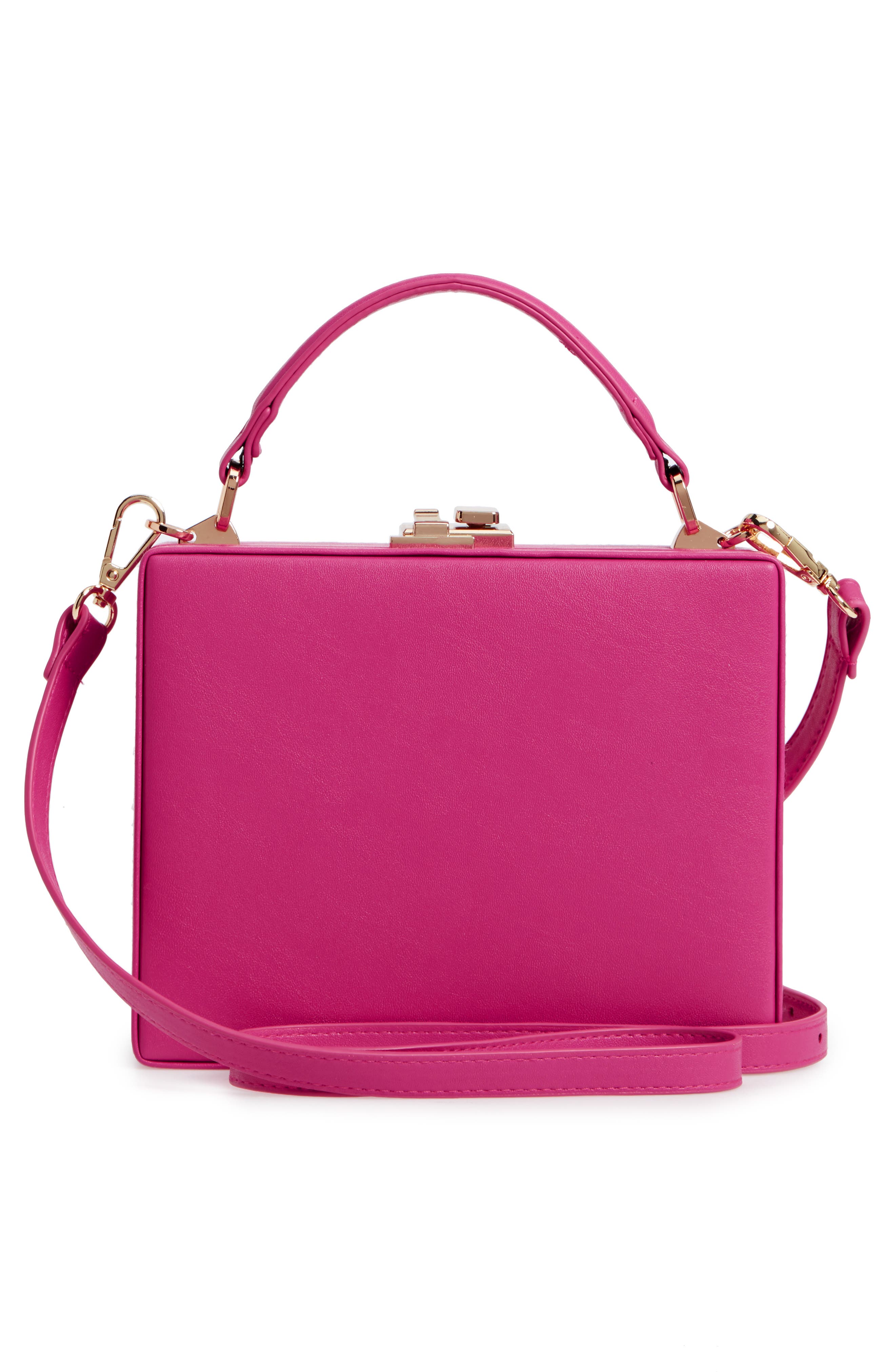 Faux Leather Crossbody Bag, Alternate, color, FUSCHIA