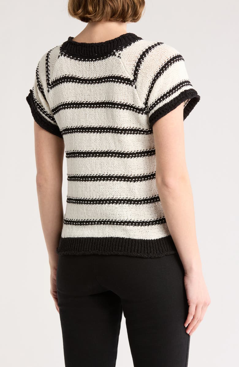 Democracy Stripe Open Stitch Sweater, Alternate, color, Off White / Black