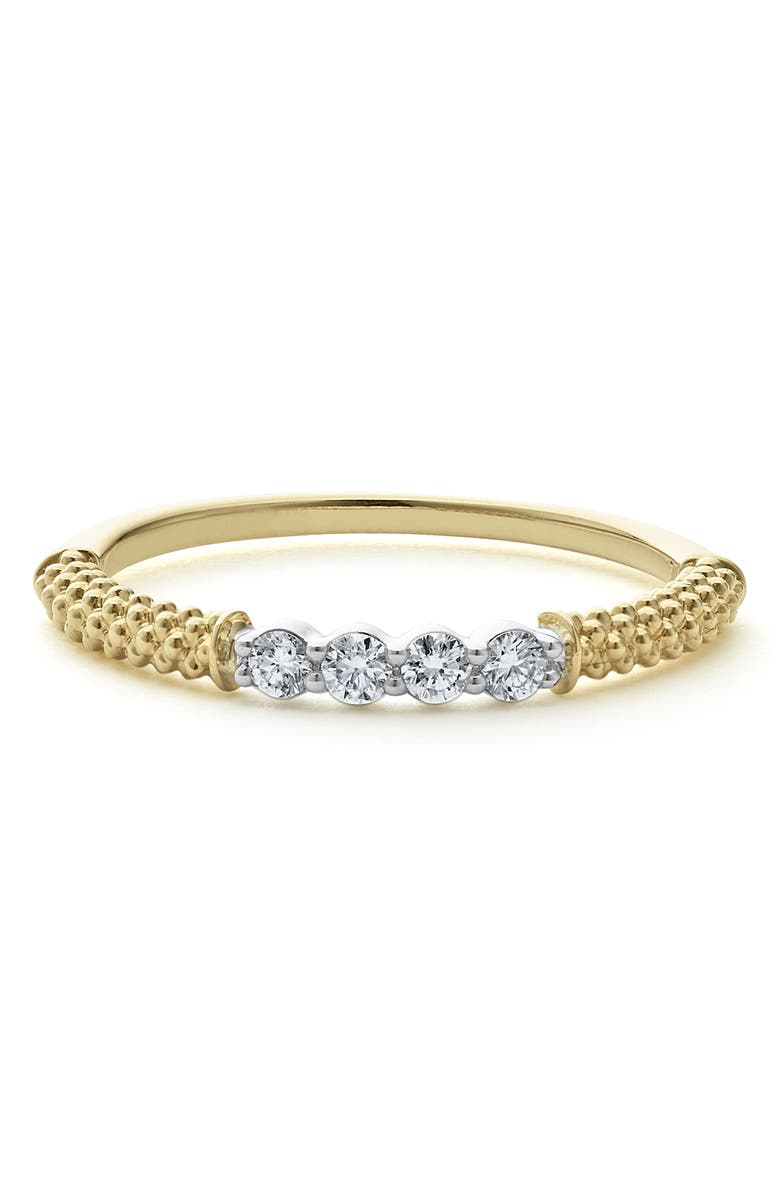 LAGOS Superfine Signature Caviar Diamond Stacking Ring, Alternate, color, Gold Diamond