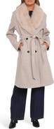 Petal & Pup Nina Belted Faux Fur Collared Coat