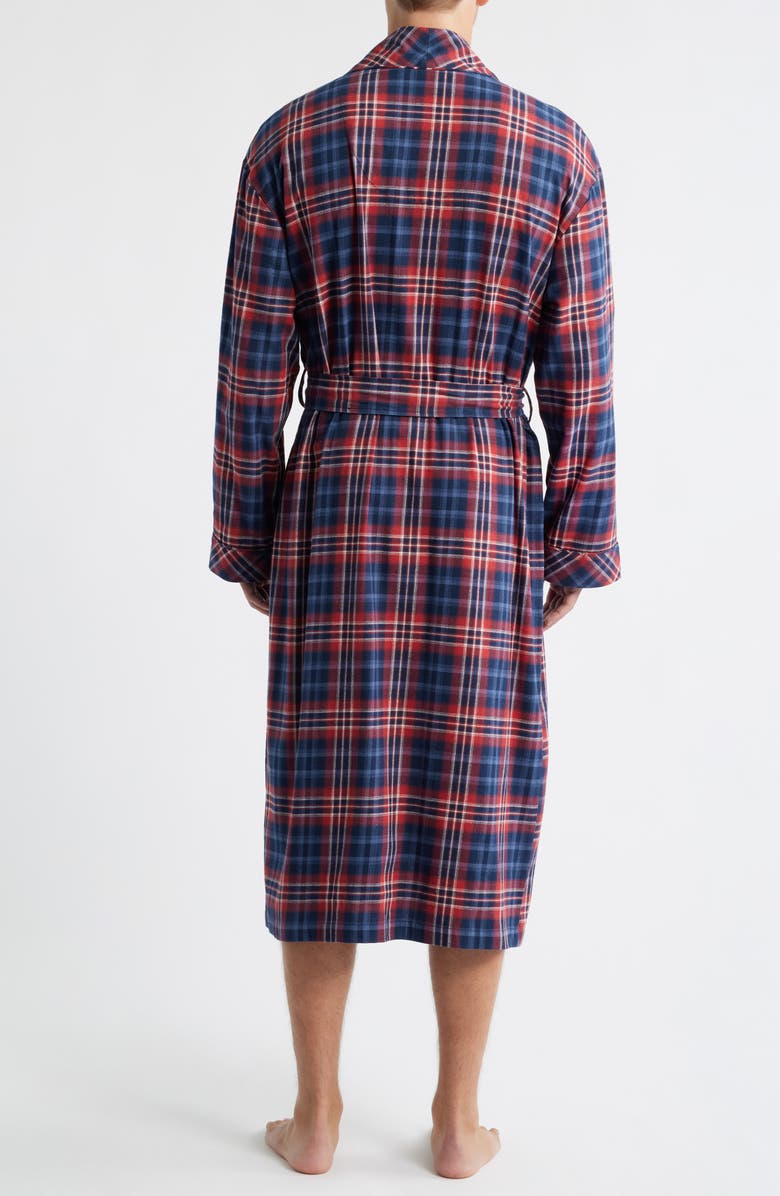Majestic International Time Out Flannel Robe, Alternate, color, Navy/ Red