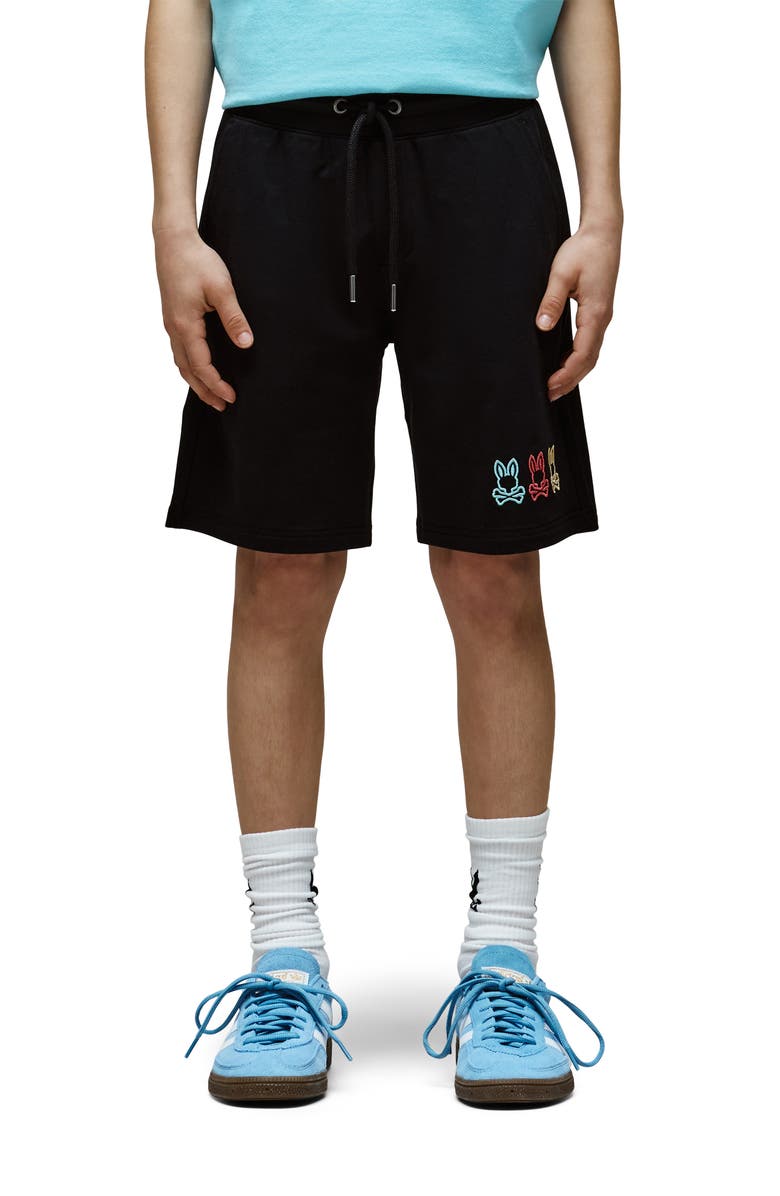 Psycho Bunny Kids' Any Embroidered Sweat Shorts, Alternate, color, Black