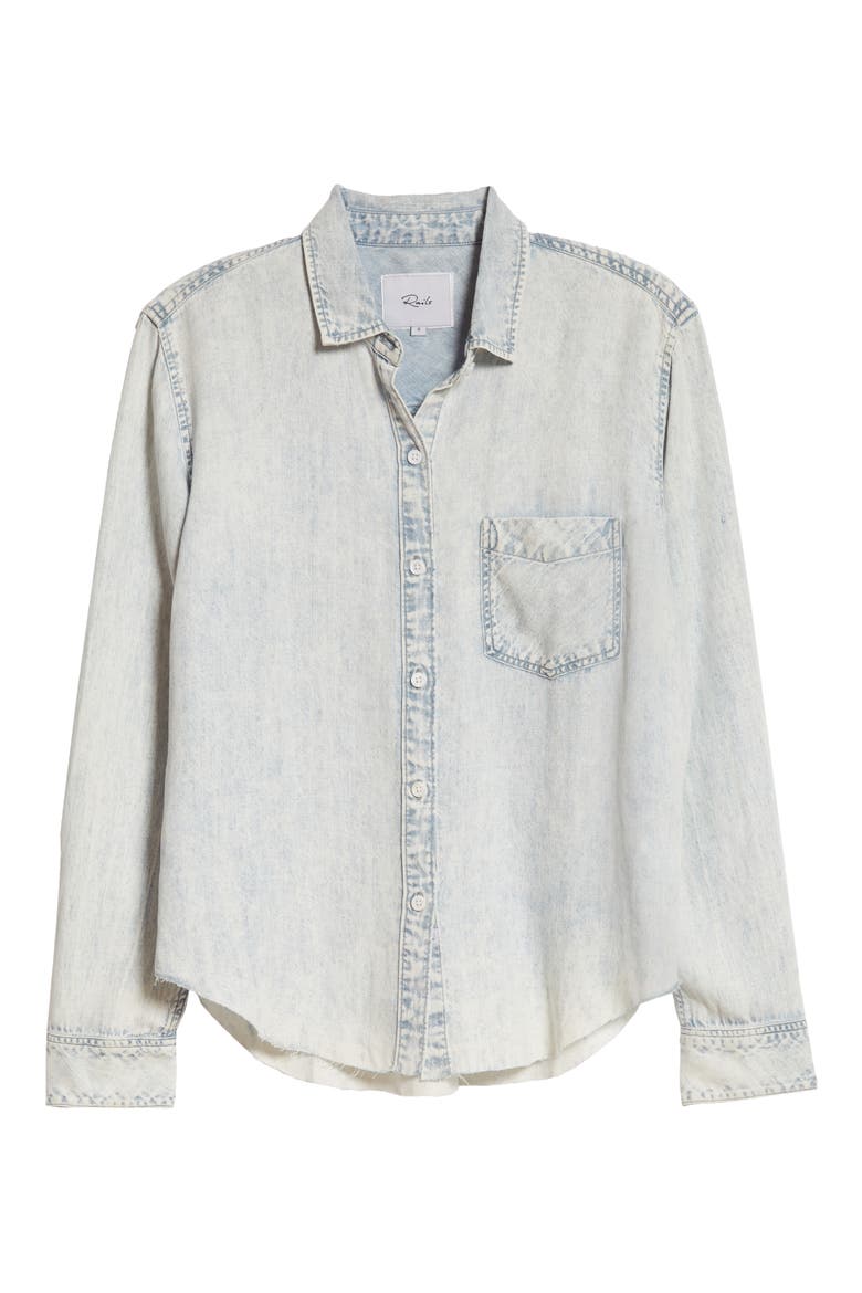 Ingrid Raw Hem Chambray Shirt, Alternate, color, LIGHT ACID WASH