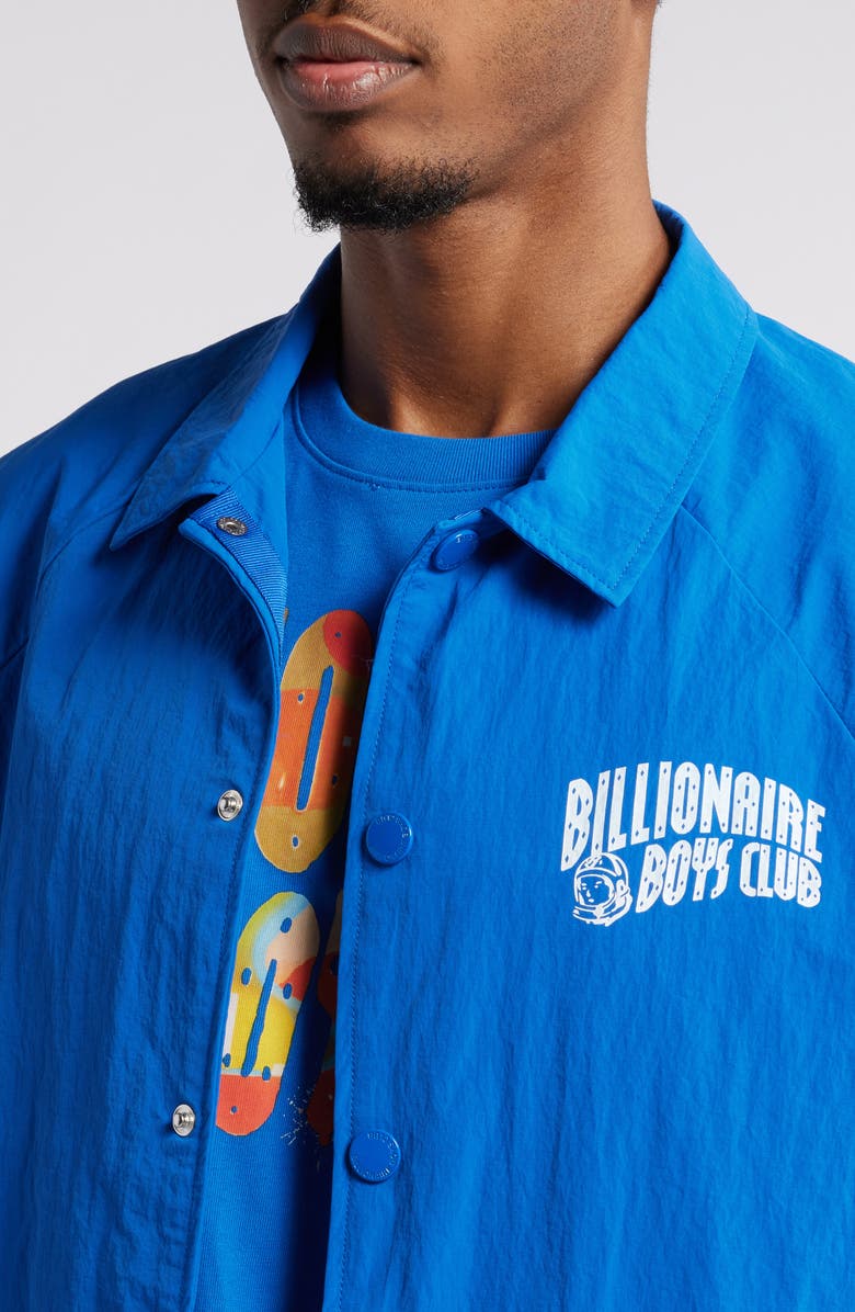Billionaire Boys Club Nylon Snap-Up Coach's Jacket, Alternate, color, Olympian Blue