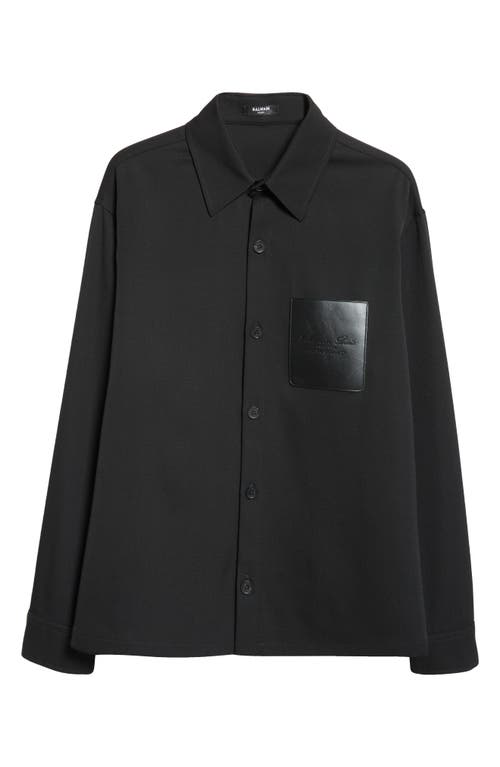 Balmain Black Shirt With Classic Collar And Logo Detail On The Pocket In 0pa Black