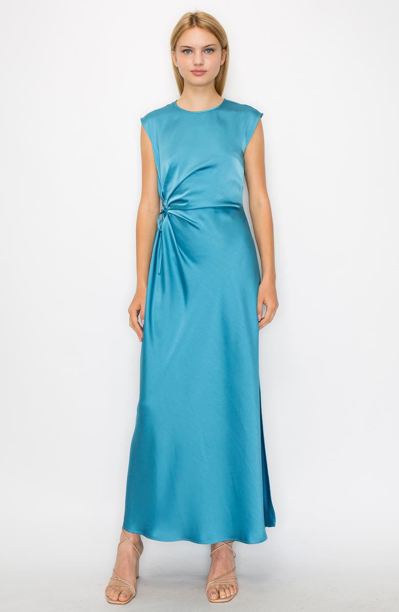 MELLODAY Side Ruched Satin Dress, Alternate, color, 