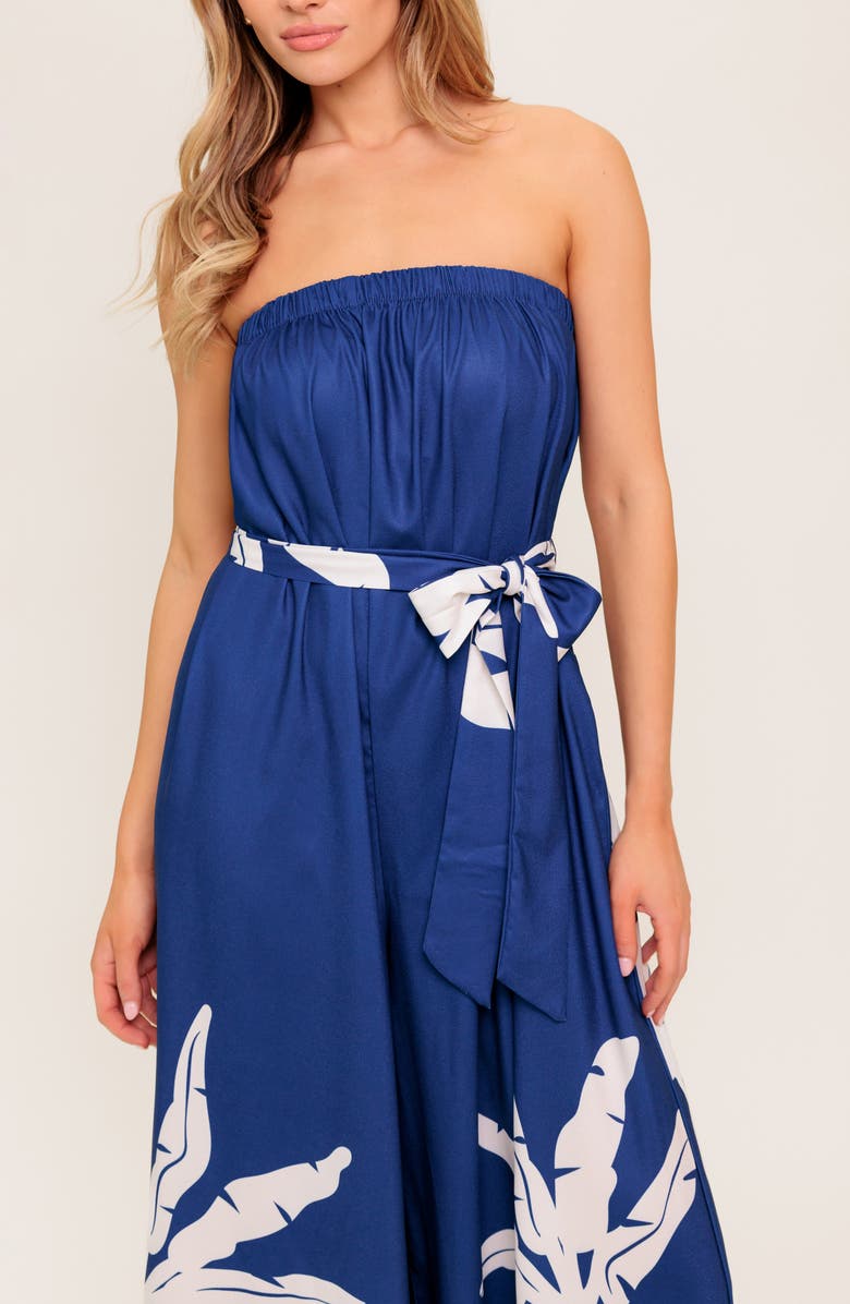FLYING TOMATO Strapless Jumpsuit, Alternate, color, Navy/ White