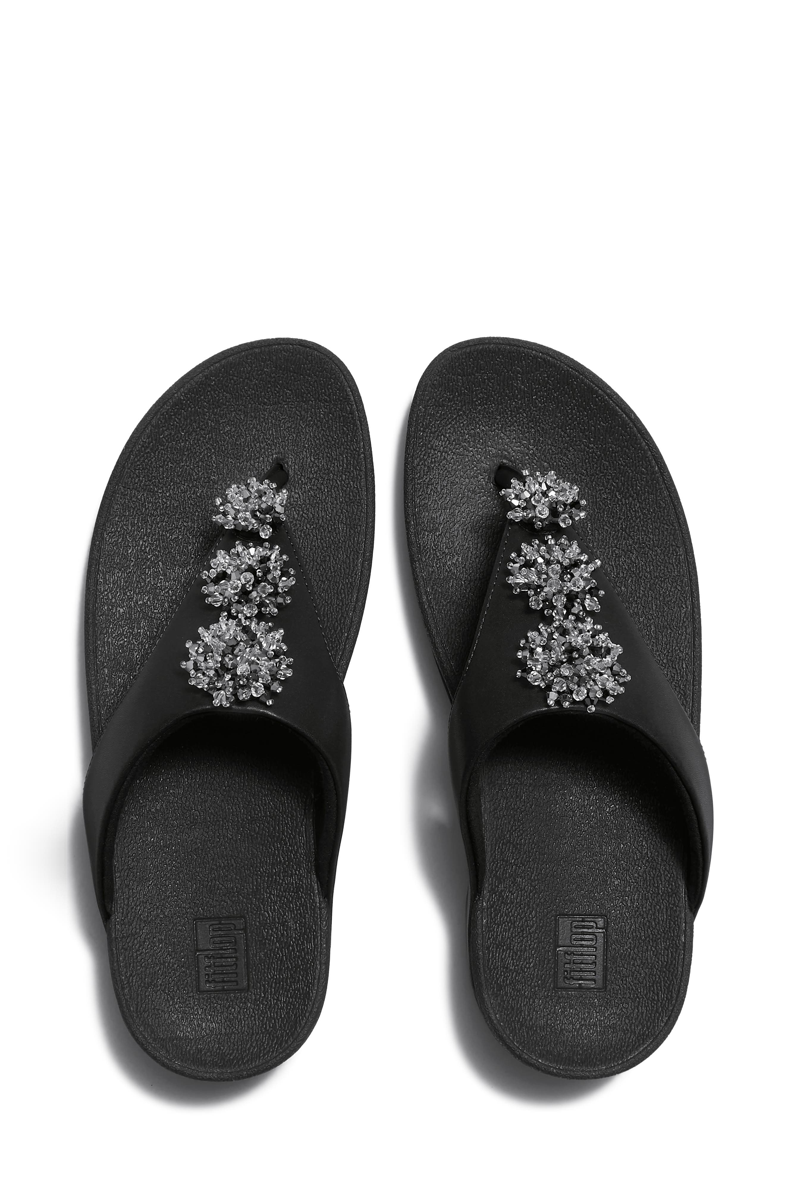 Flowrise Embellished Wedge Flip Flop, Alternate, color, BLACK