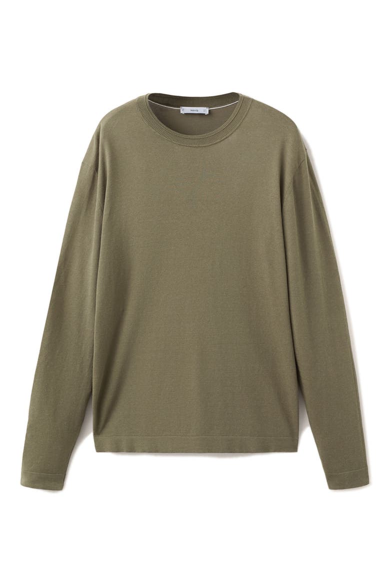 Finely Knit Cotton & Silk Sweater, Alternate, color, KHAKI GREEN