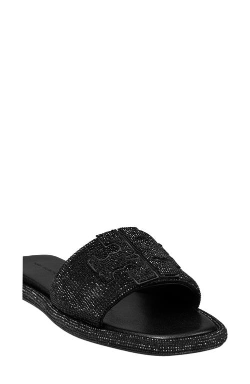 Tory Burch Double T Pavé Slide Sandal In Black