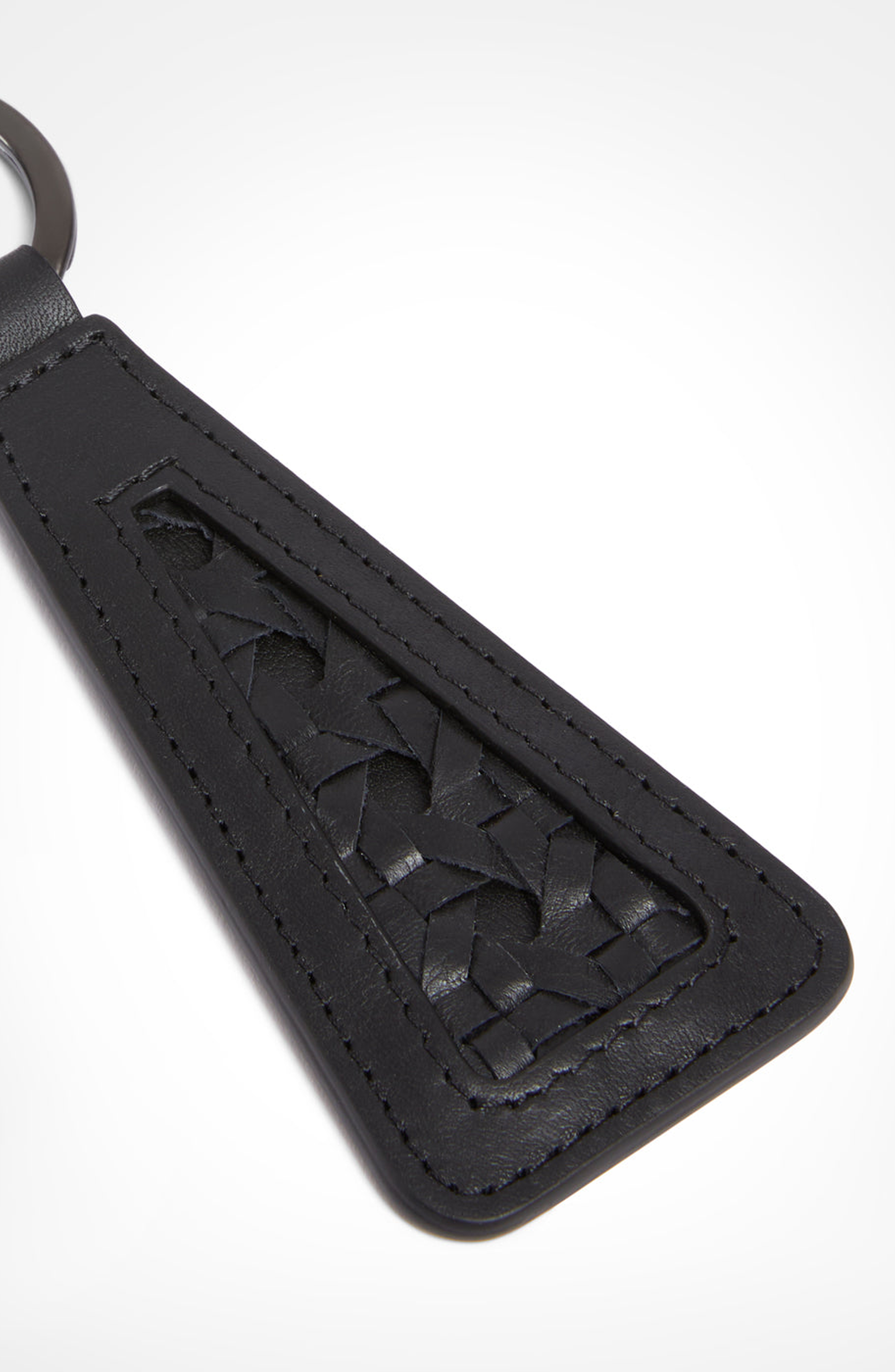 Aviteur Paglia di Vienna Weave Calfskin Keyring, Alternate, color, Black