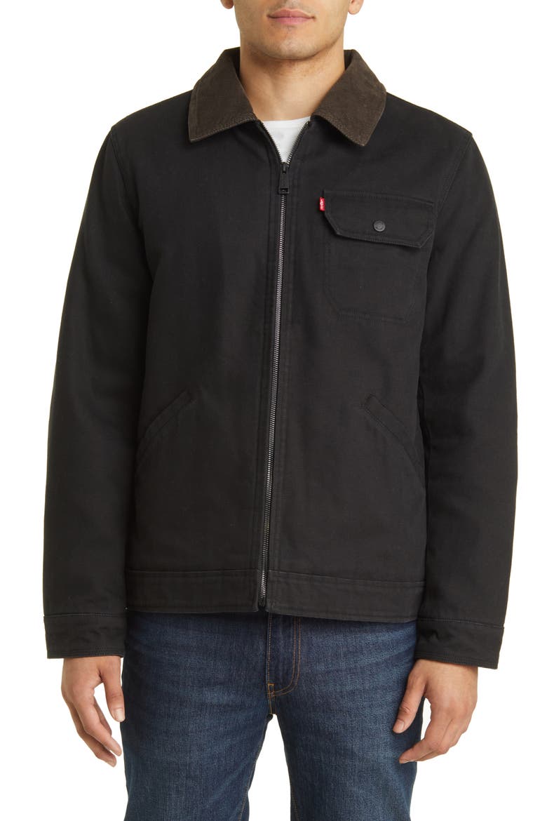 Corduroy Collar Workwear Jacket, Alternate, color, BLACK