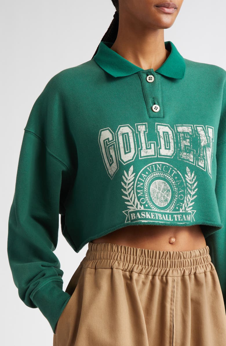 Golden Goose Journey Crop Graphic Polo Sweatshirt, Alternate, color, 