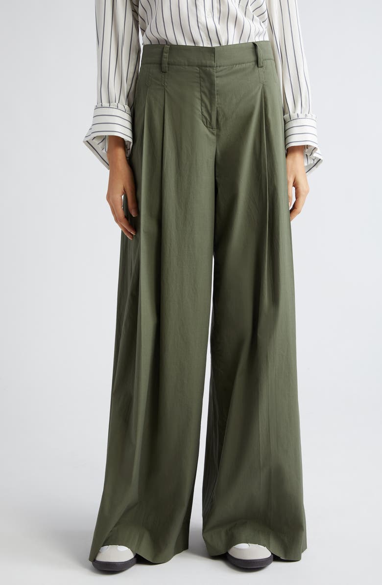 TWP Didi Pleated Stretch Cotton Poplin Wide Leg Pants, Main, color,