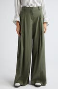 TWP Didi Pleated Stretch Cotton Poplin Wide Leg Pants