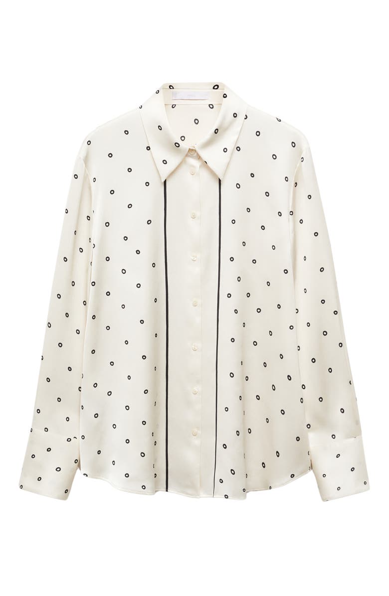 MANGO Dot Satin Button-Up Shirt, Alternate, color,