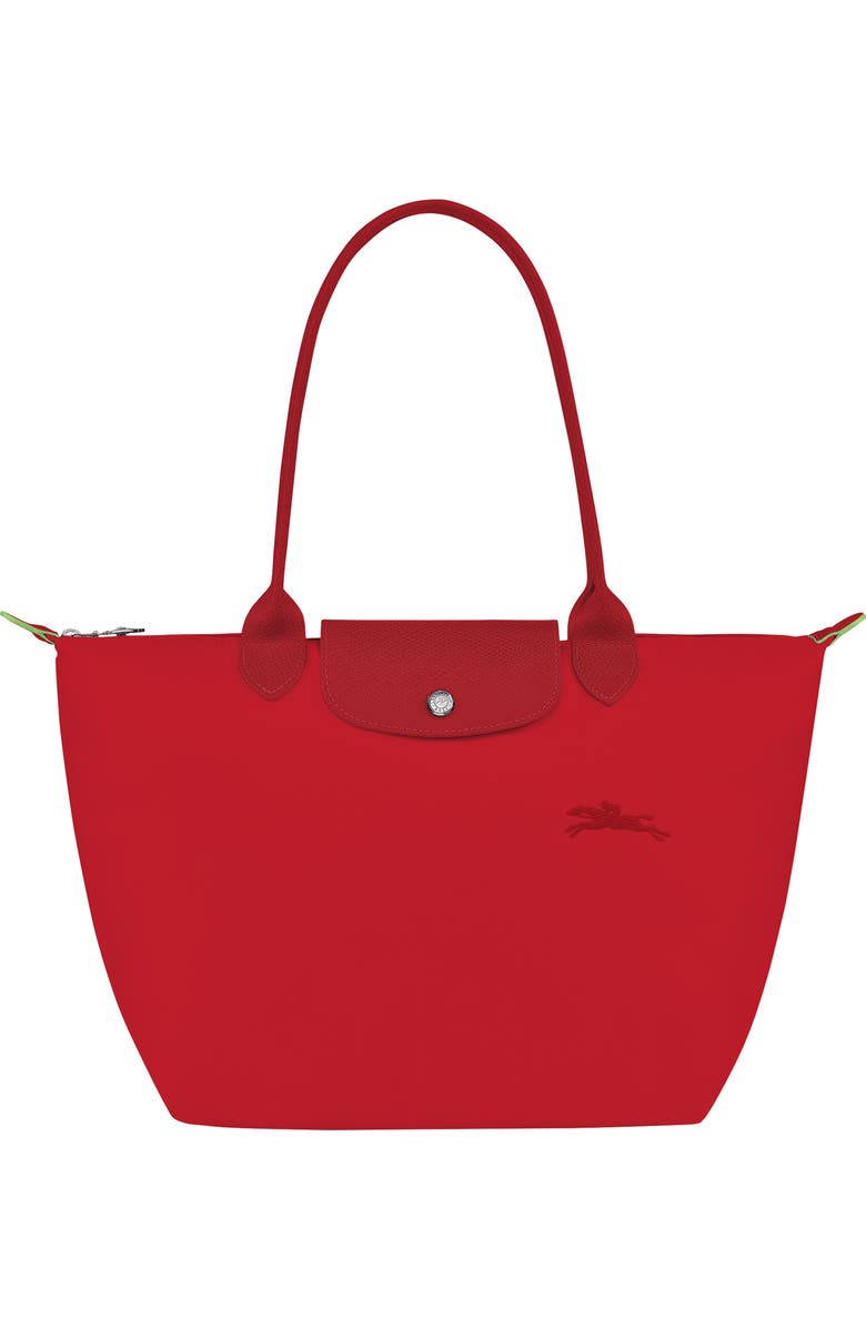 Longchamp Medium Le Pliage Green Recycled Canvas Shoulder Tote Bag, Main, color, Tomato