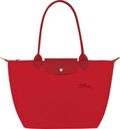 Longchamp Medium Le Pliage Green Recycled Canvas Shoulder Tote Bag