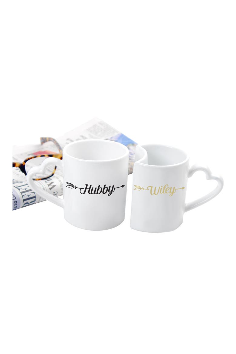 Hubby/Wifey Set of 2 Coffee Mugs, Alternate, color, WHITE