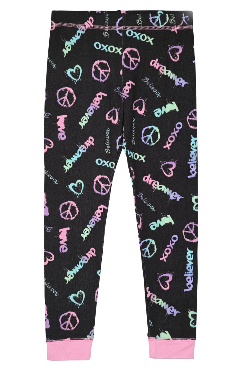 SLEEP ON IT Kids' Fitted Two-Piece Pajamas & Scrunchie Set, Alternate, color, Black