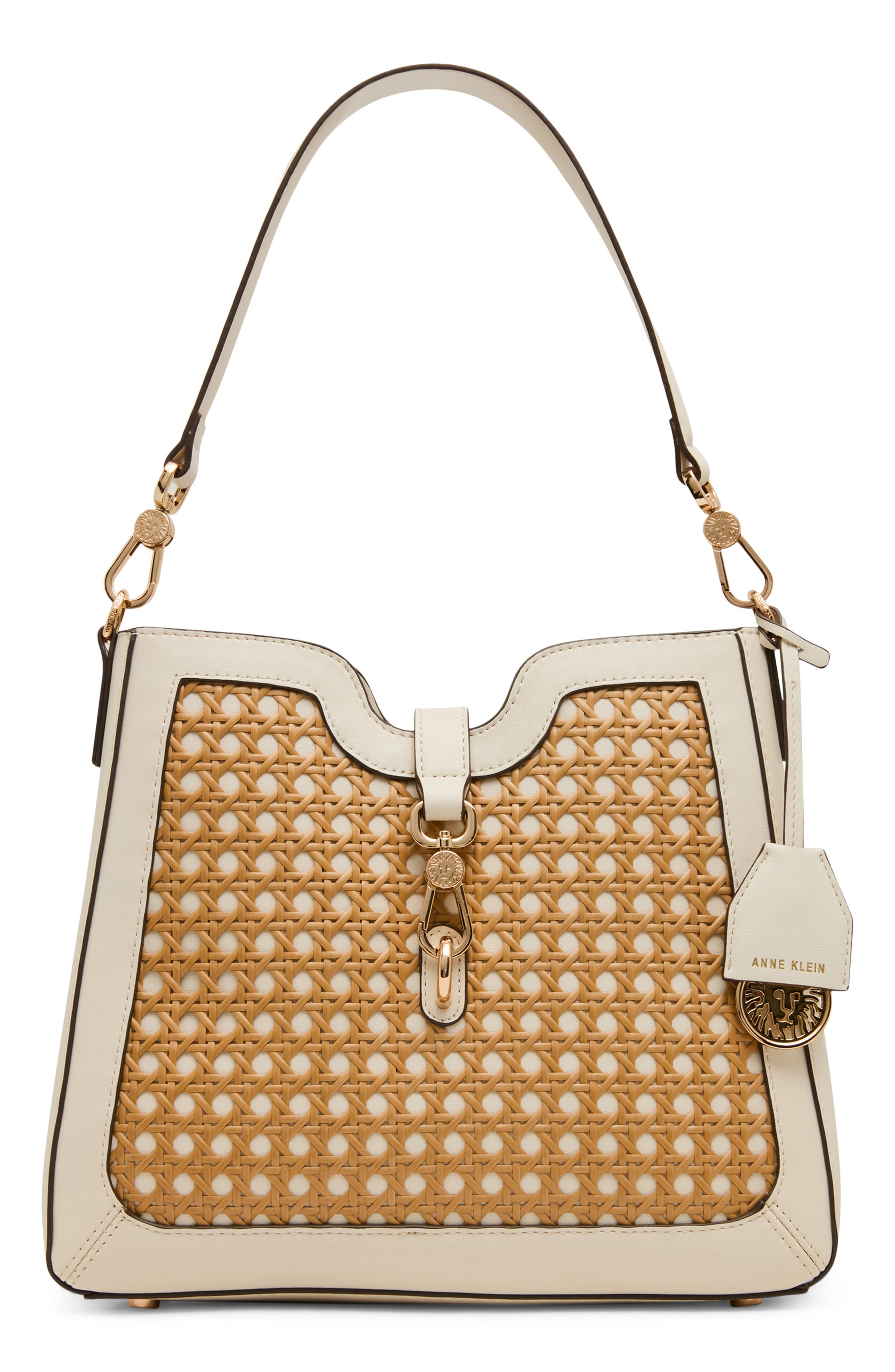 Anne Klein Straw Bucket Bag, Main, color, Natural-Pearl White