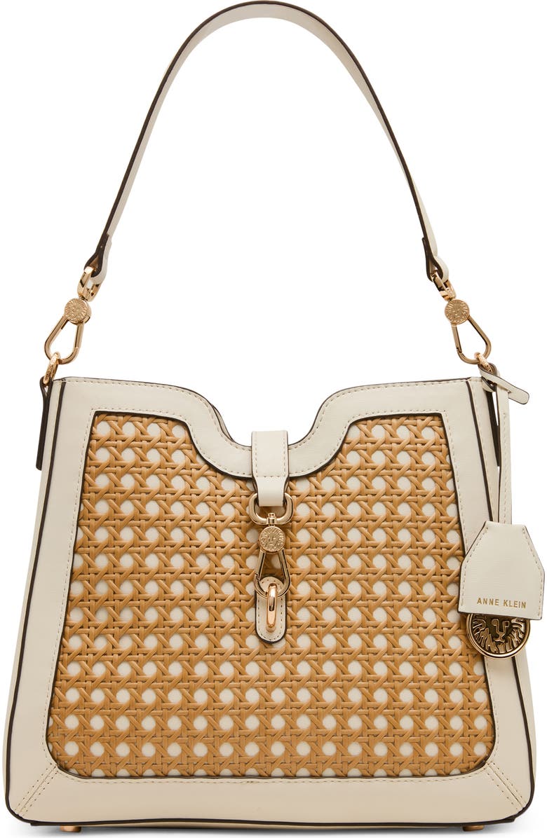 Anne Klein Straw Bucket Bag, Main, color, Natural-Pearl White