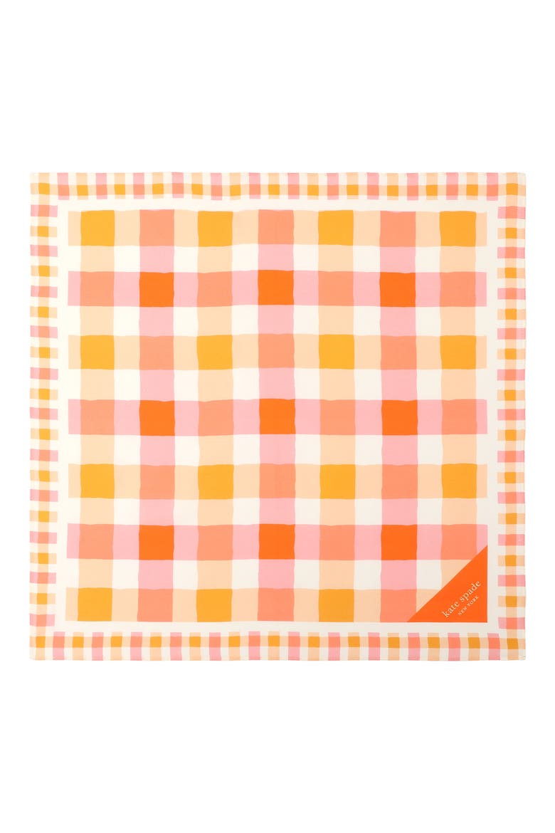 beach plaid cotton & silk scarf, Alternate, color, ORANGE MULTI