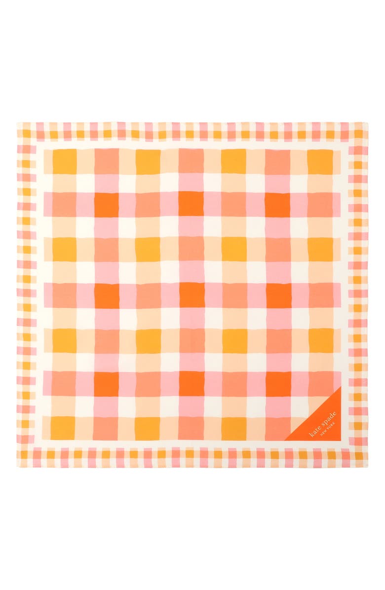 Kate Spade New York beach plaid cotton & silk scarf, Alternate, color, Orange Multi