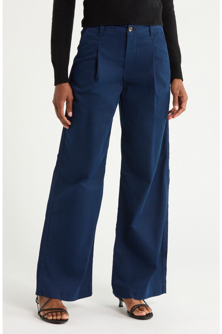 Jules Pleated Wide Leg Chino Pants, Main, color, AFTER MIDNIGHT