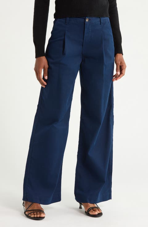 Jules Pleated Wide Leg Chino Pants