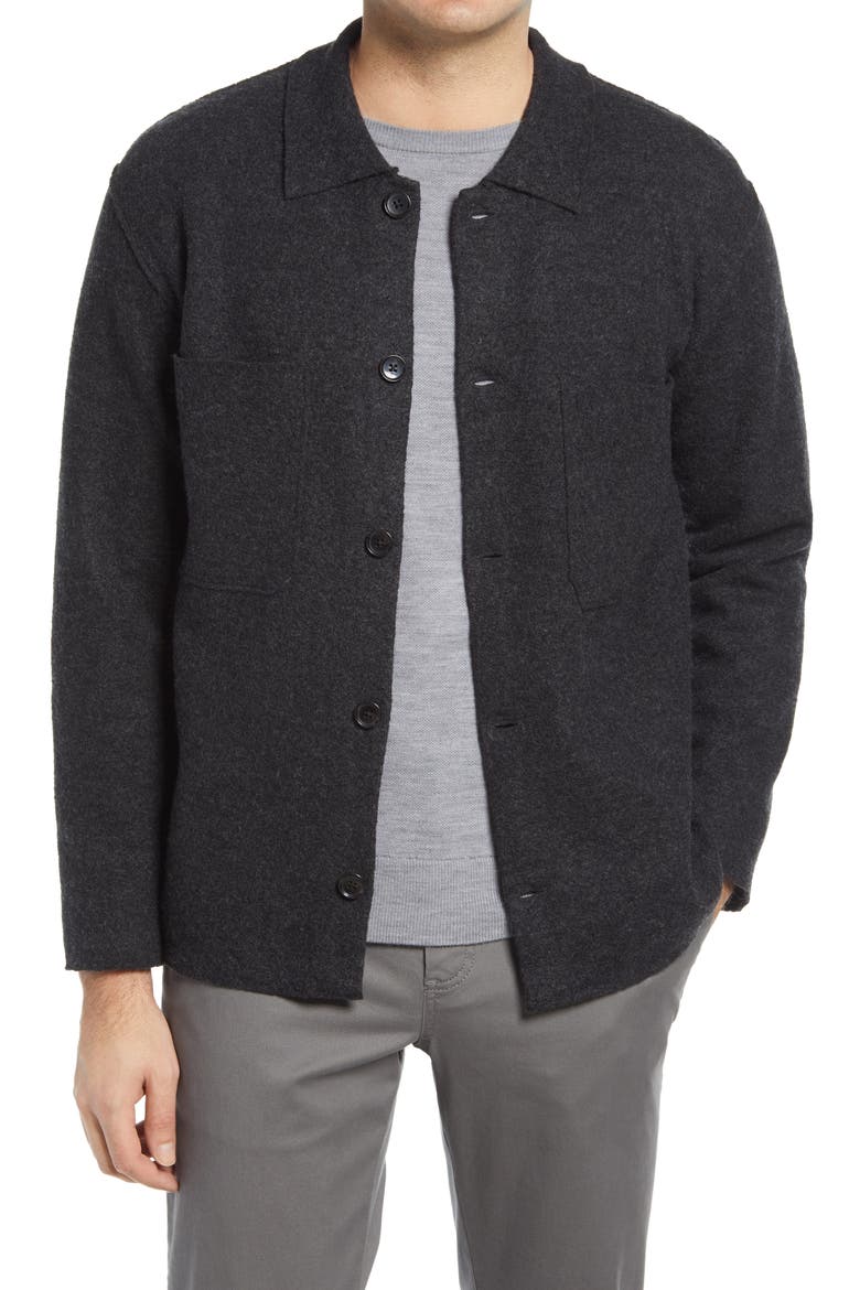 Jonas 6398 Long Sleeve Wool Button-Up Shirt, Main, color, ANTRACITE GREY MELANGE