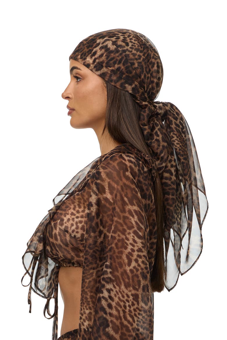 Leopard Printed Chiffon Head Scarf, Alternate, color, SPOTTED LEOPARD