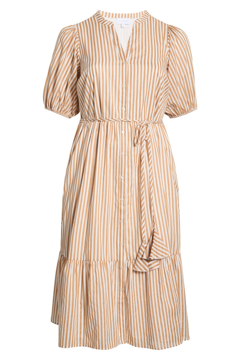 Dream State Beth Cotton Button-Up Midi Dress, Alternate, color, TAUPE-MULTI