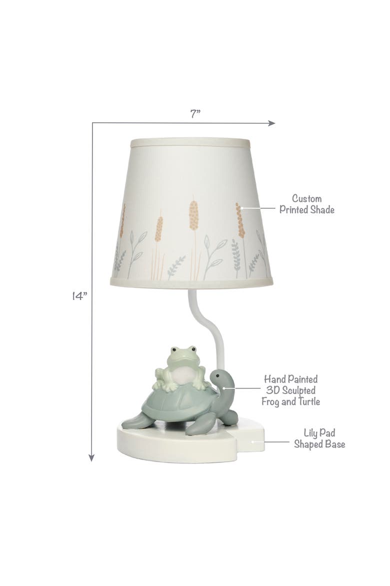 Froggy & Friends 3-D Hand-Painted Nursery Lamp with Shade, Alternate, color, Green