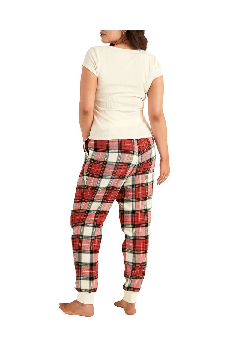 Adore Me Caileigh T-Shirt & Joggers Pajama Set, Alternate, color, Plaid Beige