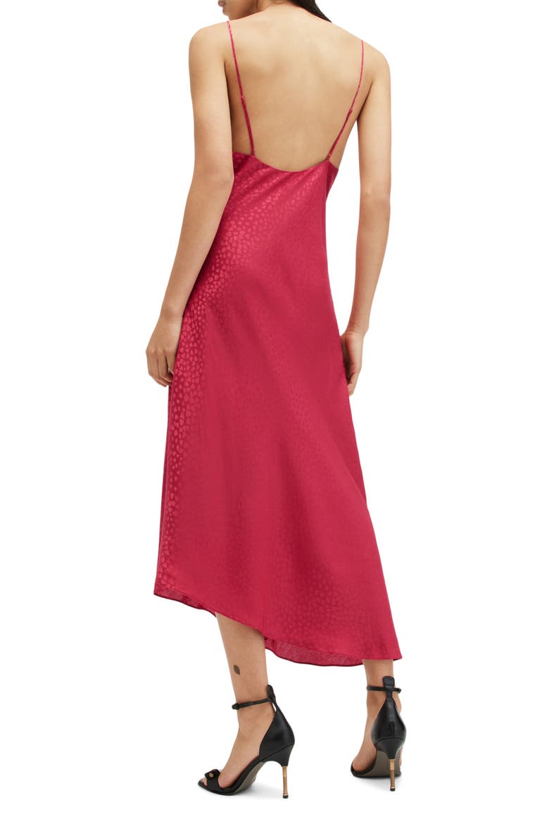 Alexia Heart Jacquard Asymmetric Slipdress, Alternate, color, BERRY PINK