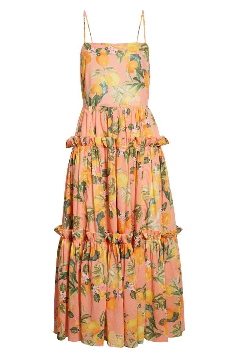 Harbour Island Floral Cotton Voile Sundress, Alternate, color, DAHLIA