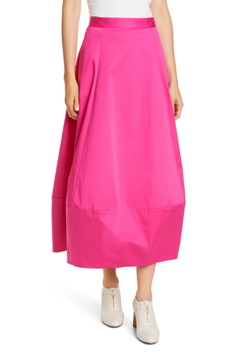 Bubble Poplin Midi Skirt, Main, color, CERISE