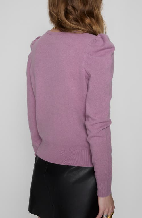 Rebecca Minkoff Janine Puff Shoulder Merino Wool V-neck Sweater In Mauve