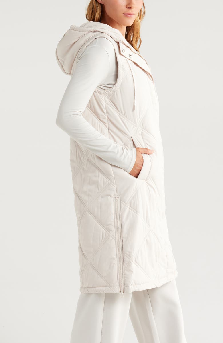 Zella Long Hooded Puffer Vest, Alternate, color, Grey Moonbeam